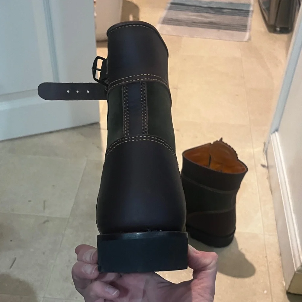 NWOT Penelope Chilvers Olive Leather Ankle Boots with Tassel - Picture 4 of 8